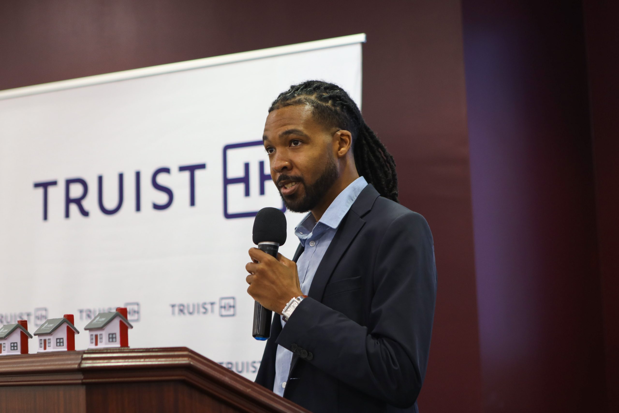 Julian Wyatt, USI CDFI Director, speaks at the original announcement of the CDFI in collaboration with Truist Foundation.